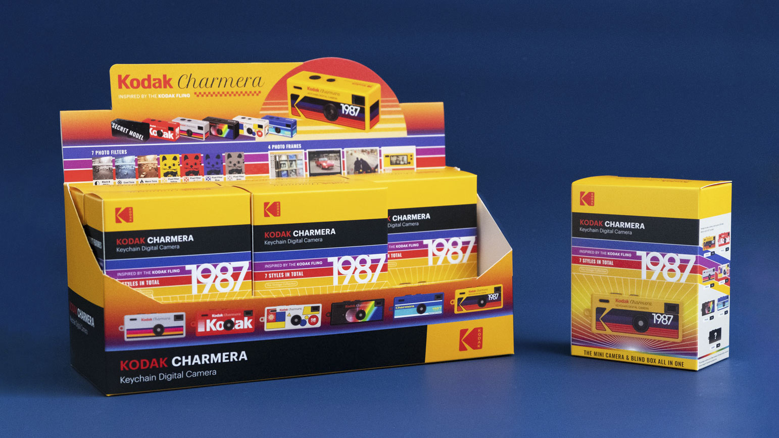 Kodak Charmera keyring camera in all six colorways, packaged in 'blind box'
