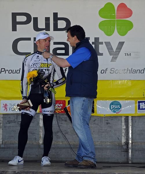 Gordon McCauley being interviewed after the race