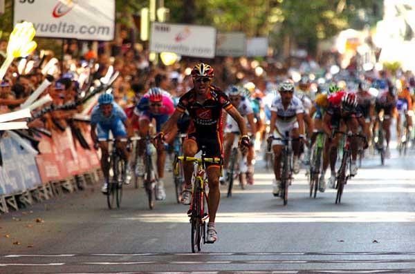 ... and realises before the line that his gutsy jump paid off.