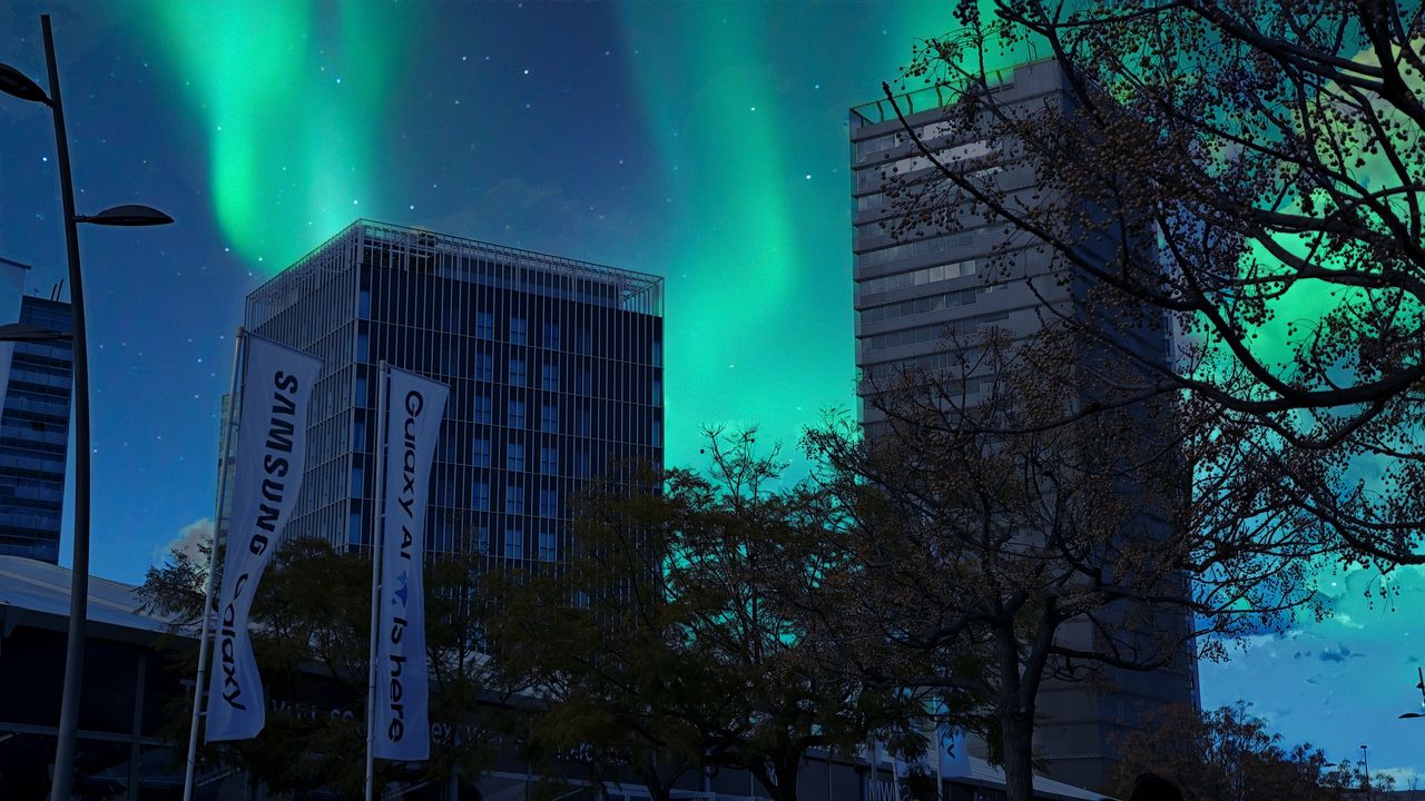 Images of Northern Lights over Barcelona, shot on a Xiaomi 14 and edited using the AI photo editor on the device