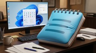 Notepad bloated on a desk