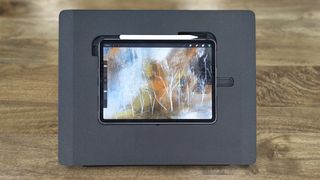 Darkboard for iPad; an iPad Pro in a black drawing frame and stand