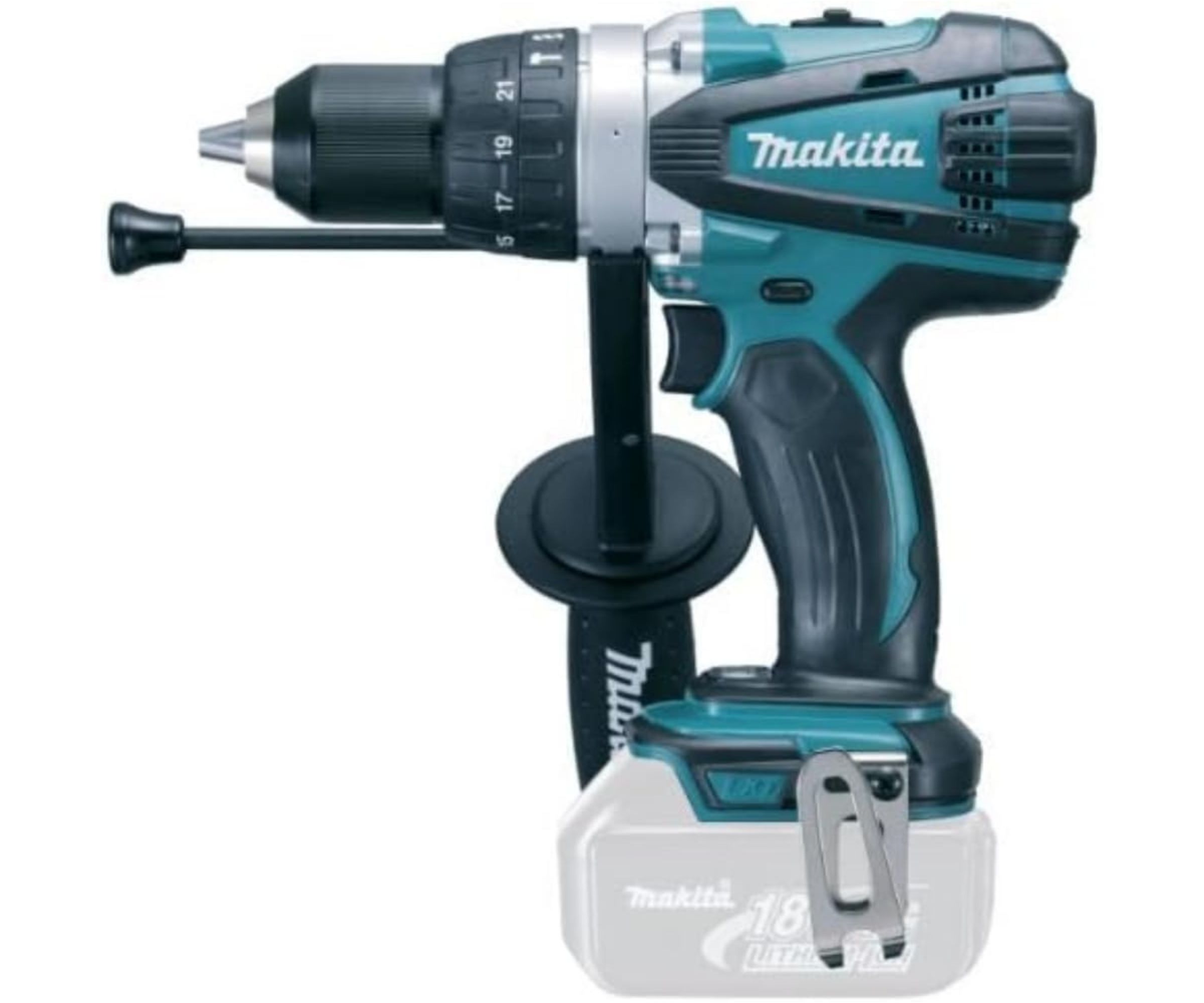 Makita DHP458Z 18V Cordless Hammer Drill large cut out on white background