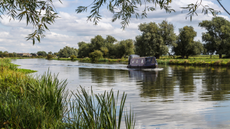 Canal boat on the River Ouse near Ely.