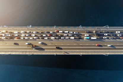 Traffic jam on a bridge.