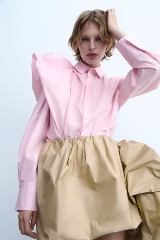 Zw Collection Poplin Puffed Shoulder Shirt