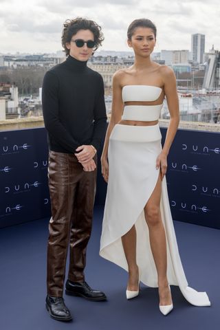 Timothee Chalamet and Zendaya at a Dune: Part Two photocall in Paris