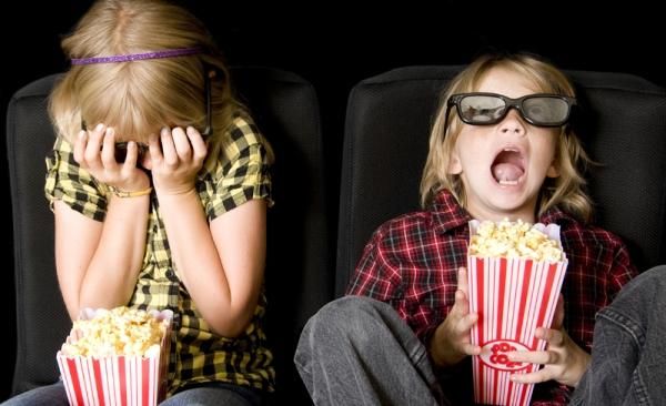 kids watching 3-d movie