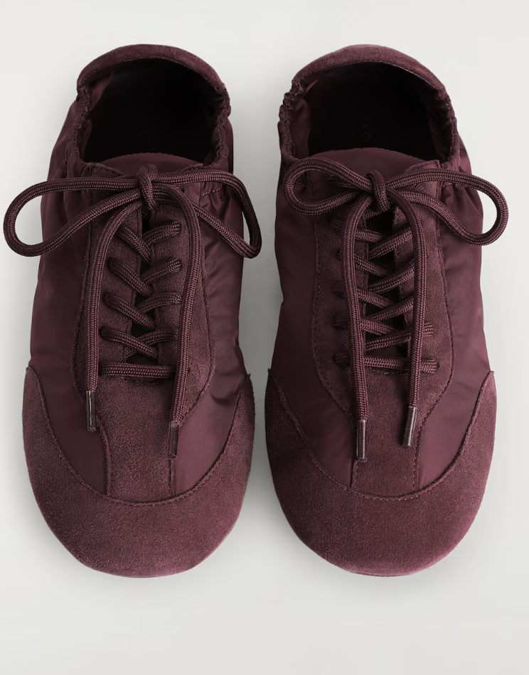 COS, SUEDE-NYLON BALLET TRAINERS
