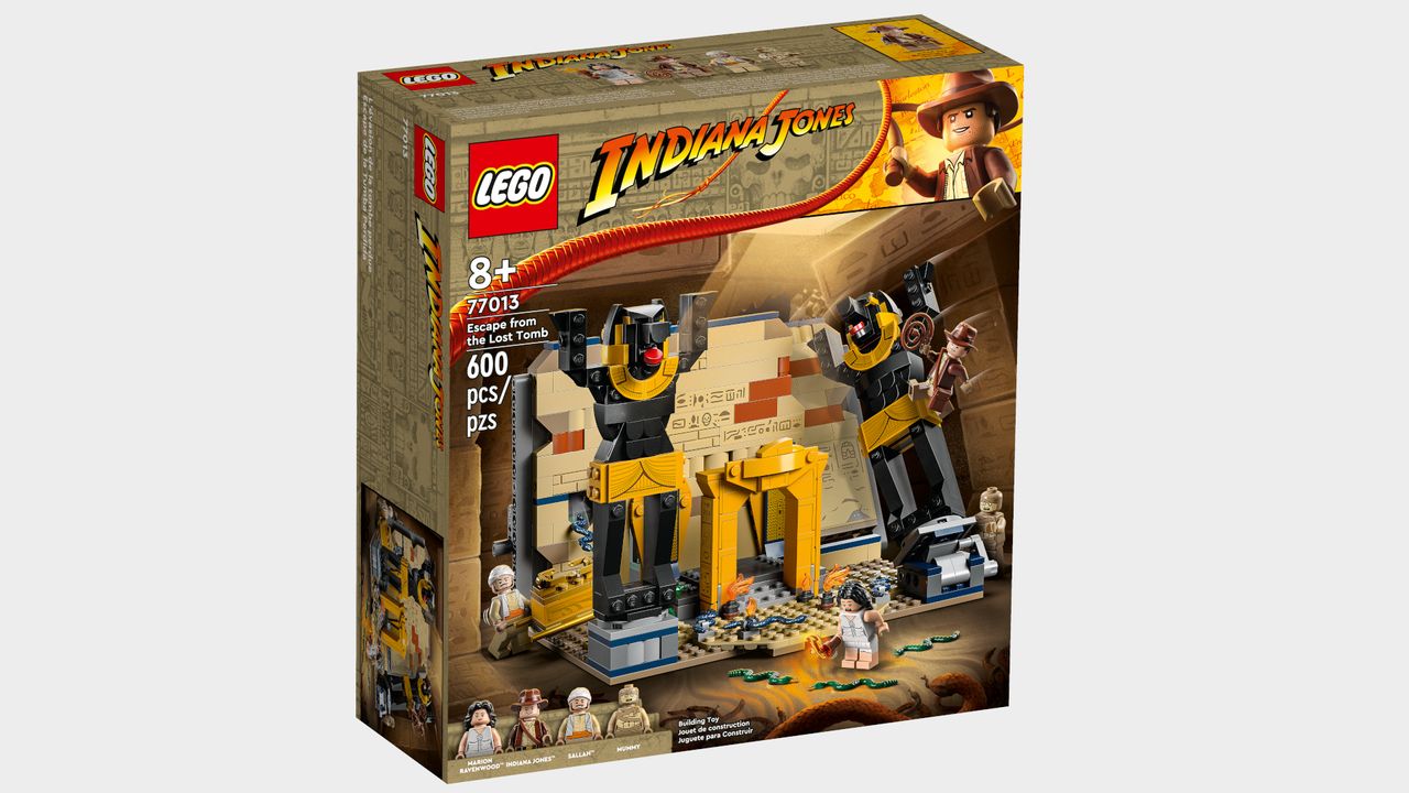 Lego Indiana Jones Escape from the Lost Temple box on a plain background
