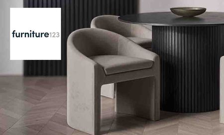 Furniture Logo placed over a dining set