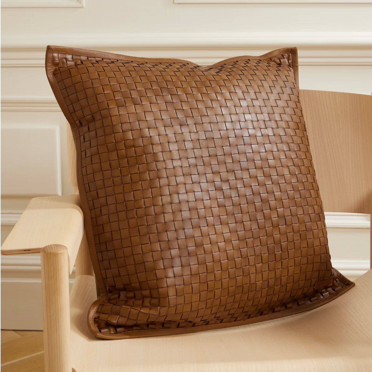 A leather brown cushion