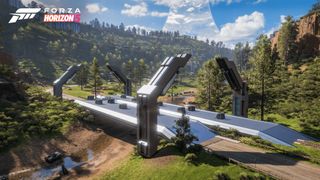 Image of a Halo-themed bridge built using EventLab in Forza Horizon 5.