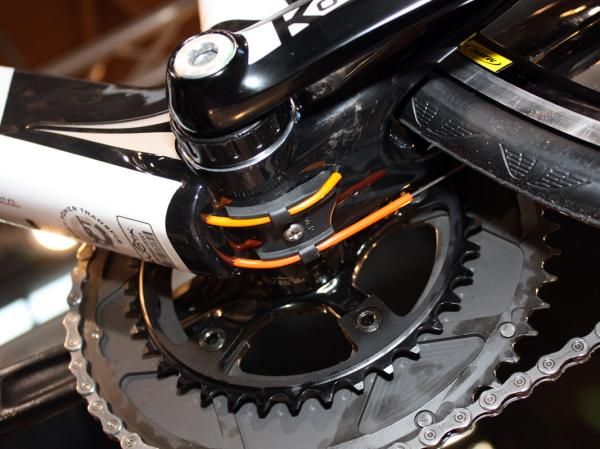 The internally routed cables on the K-Factor exit the frame at the bottom bracket.