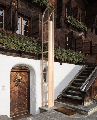 Exterior of swiss chalet in Gstaad