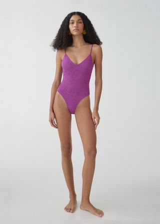 Textured Swimsuit With Adjustable Straps