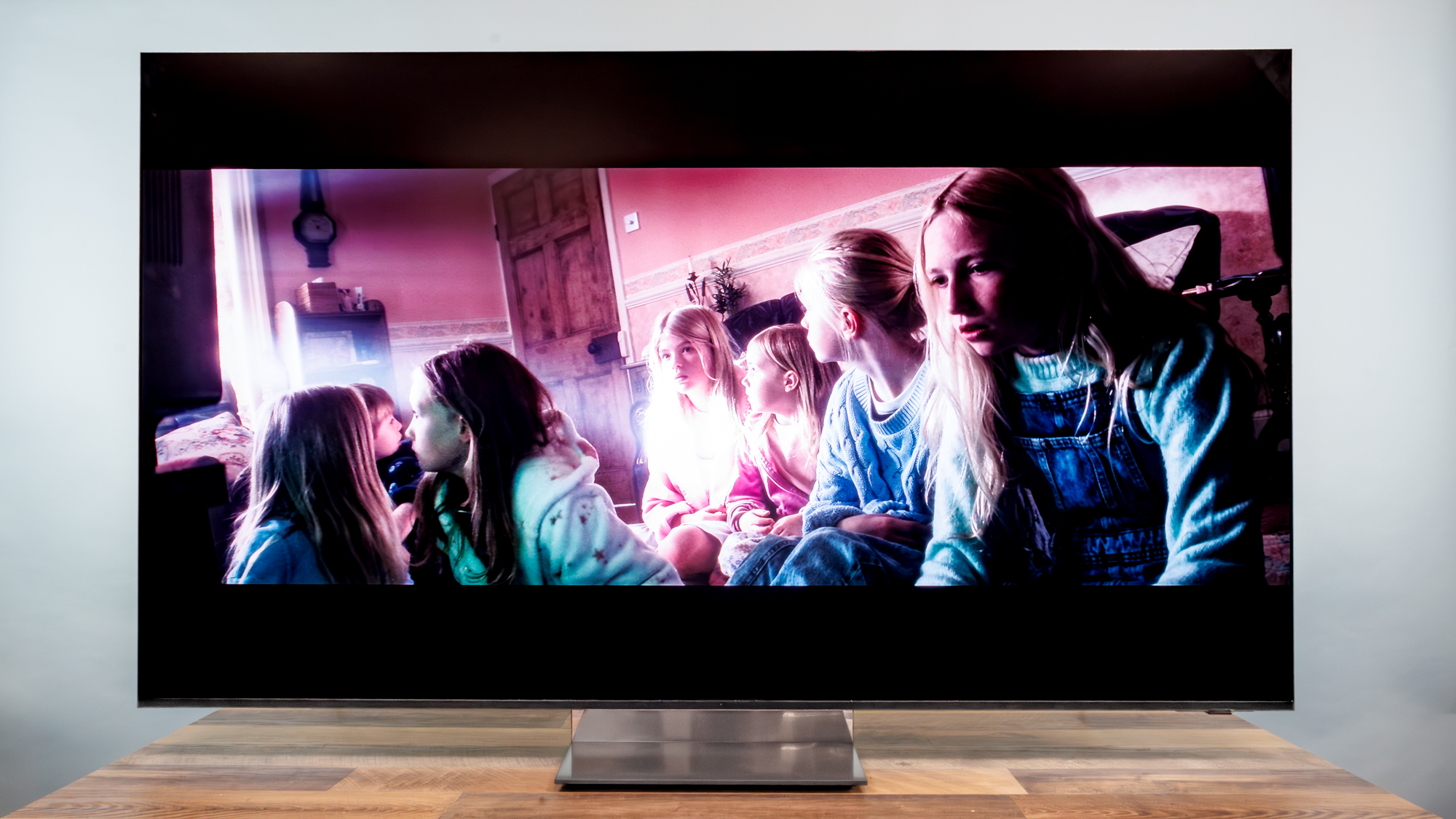 A Samsung R95H Micro RGB TV on a desk