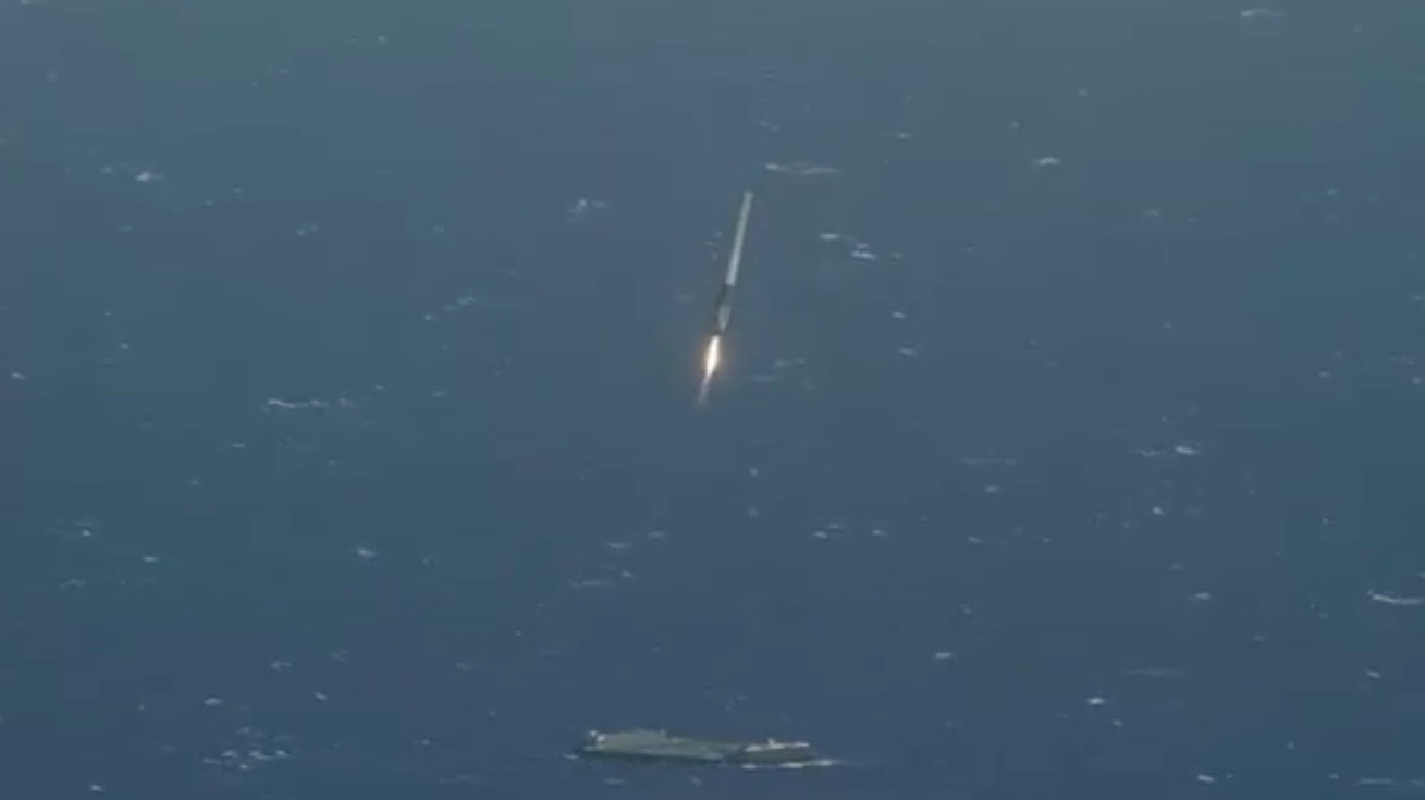 Falcon 9 Lands on Ship at Sea