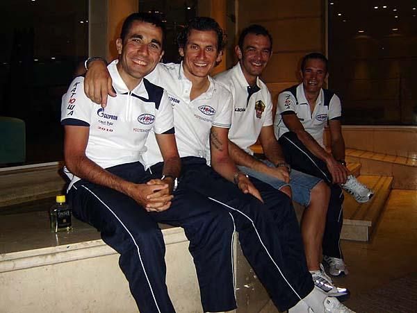 Filippo Pozzato and some Katusha teammates.