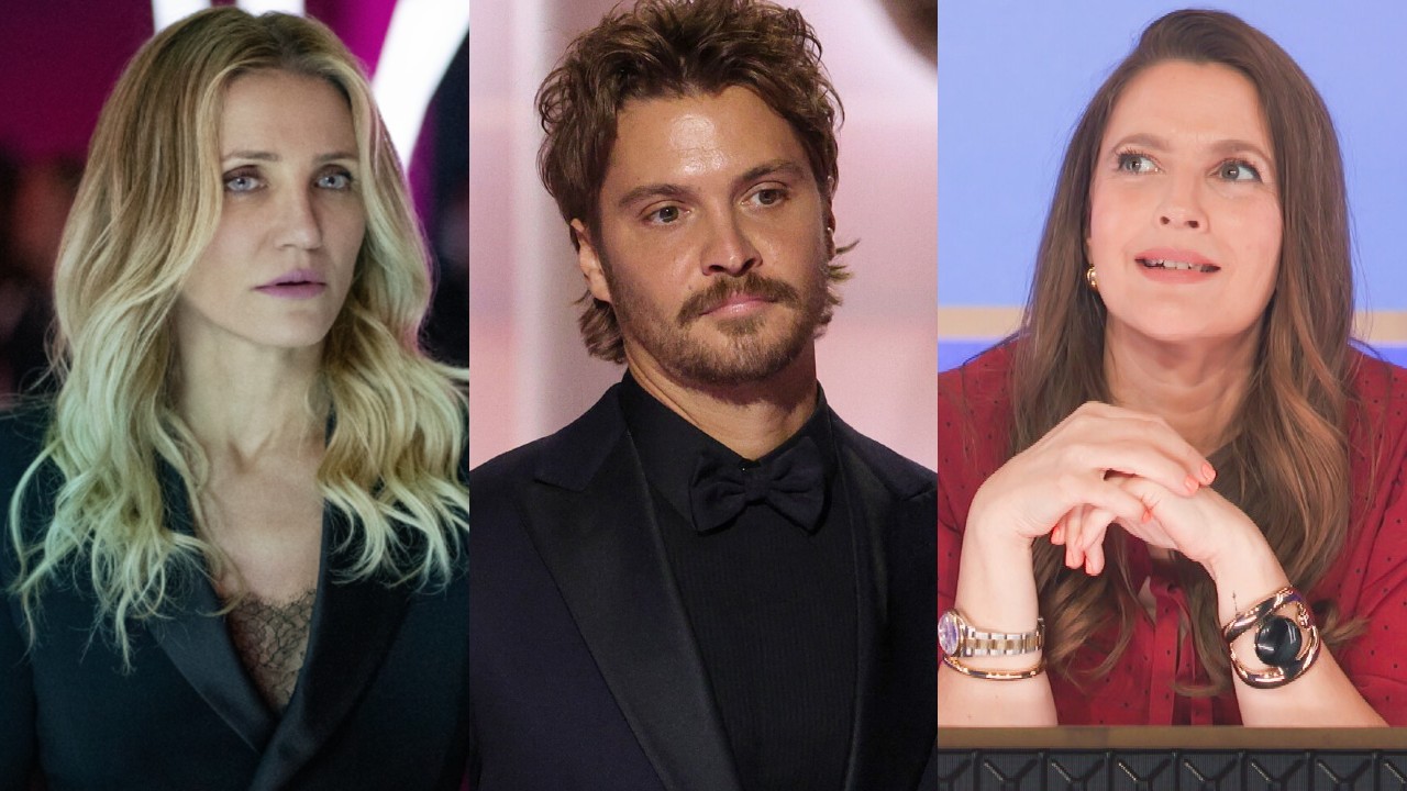From left to right: Cameron Diaz in Back in Action, Luke Grimes at the 2026 Golden Globes and Drew Barrymore on Hollywood Squares. 