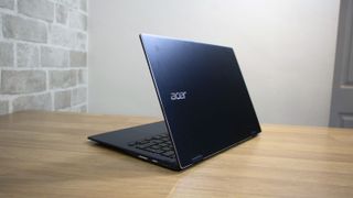 A photograph of the Acer Chromebook Spin 513 from the rear