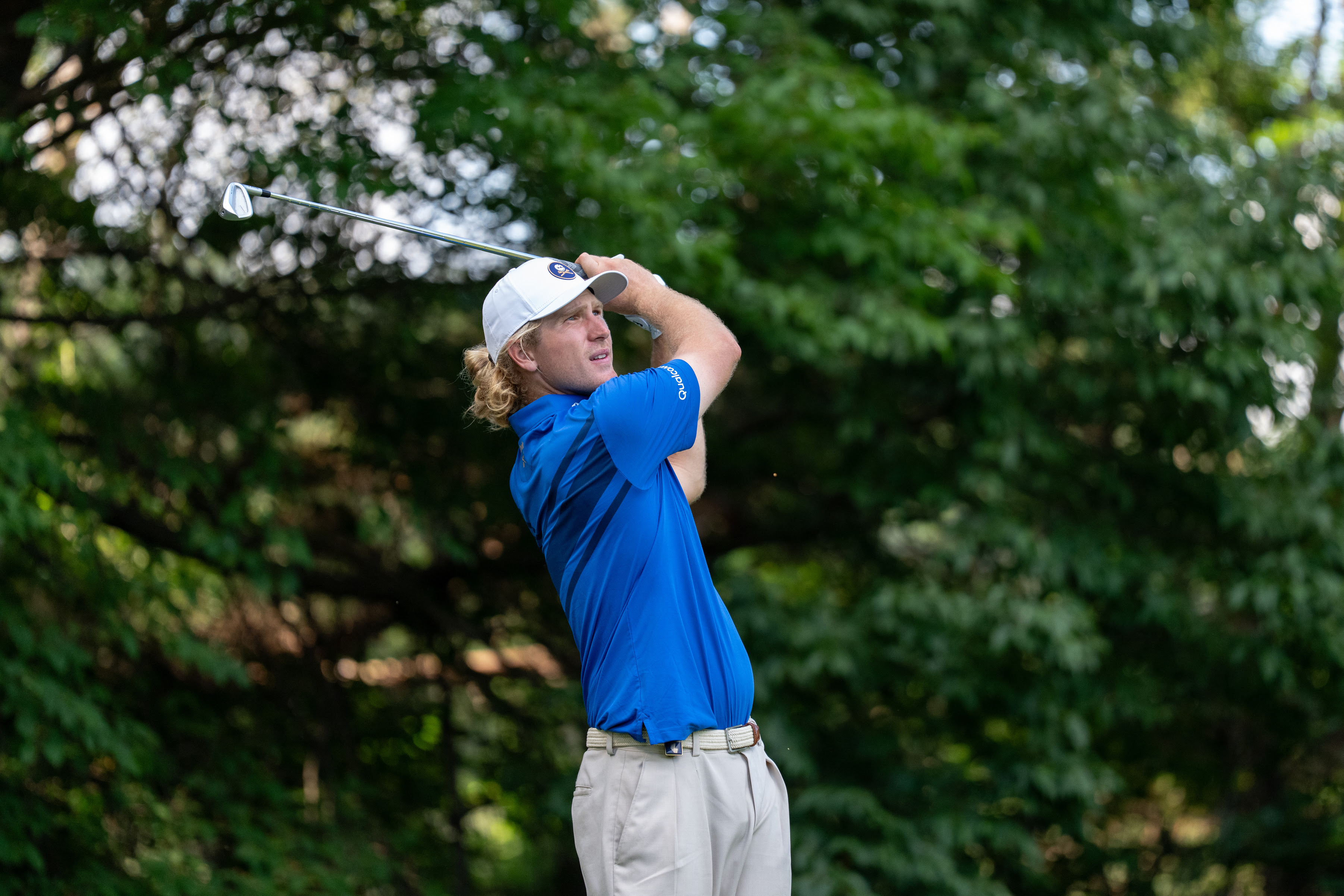 Travis Smyth holds his finish on an iron shot
