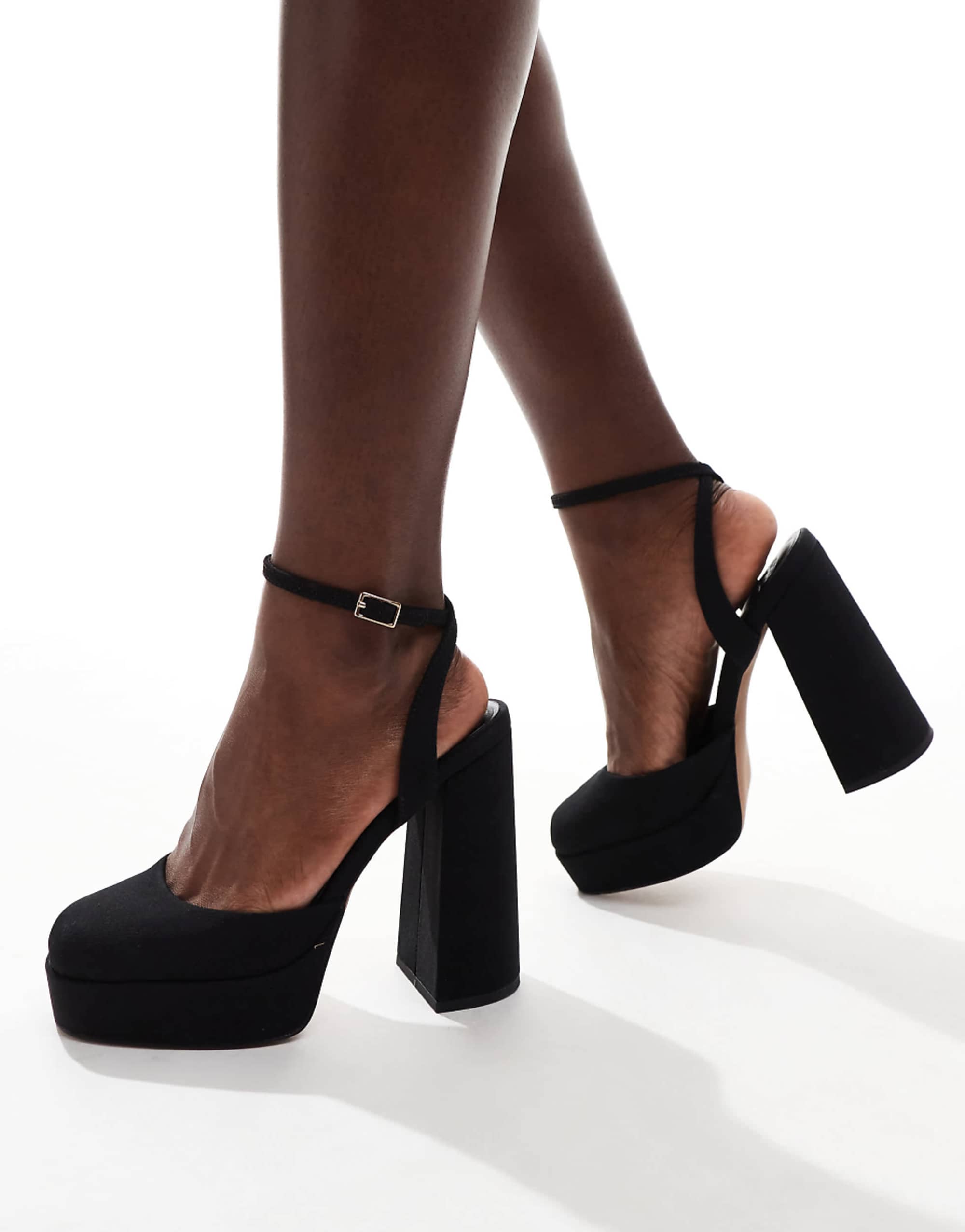 Asos Design Wide Fit Pressure Platform High Heel Shoes in Black