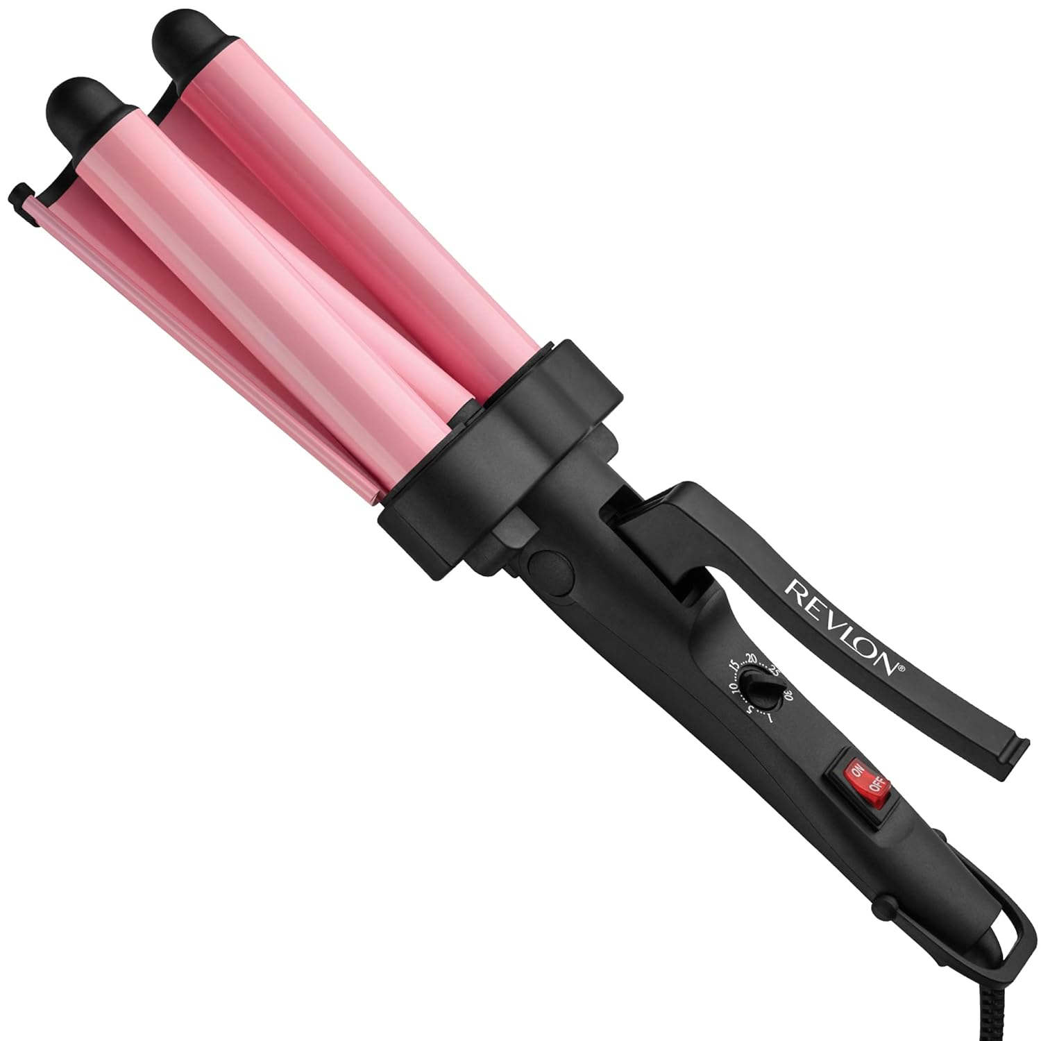 REVLON, Revlon 3 Barrel Jumbo Hair Waver |Long-lasting natural waves (pink)