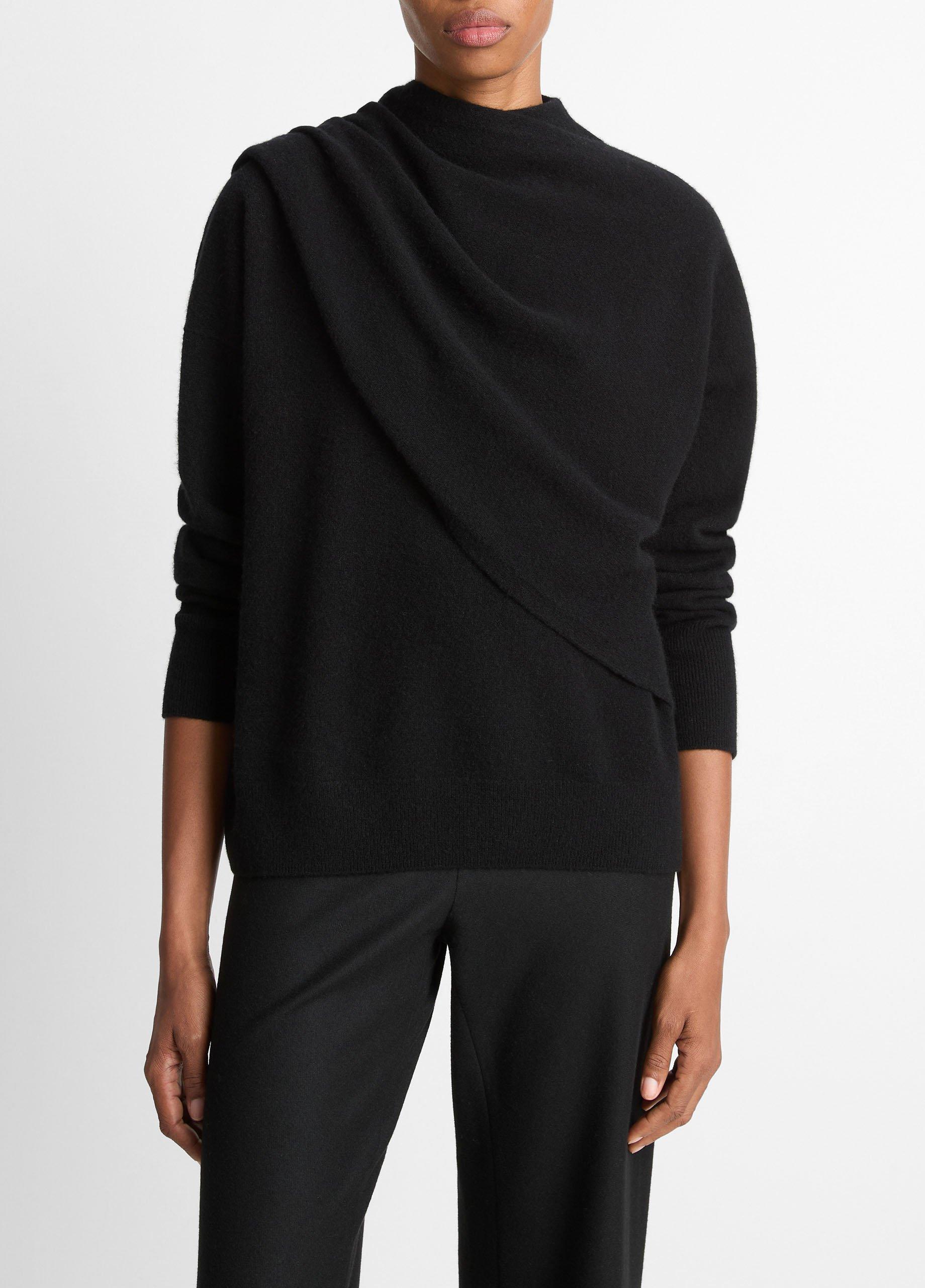 Vince Draped-Shawl Wool-Cashmere Sweater