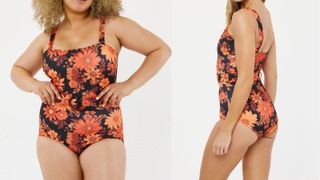 Fonda Square Neck Belted Floral Swimsuit