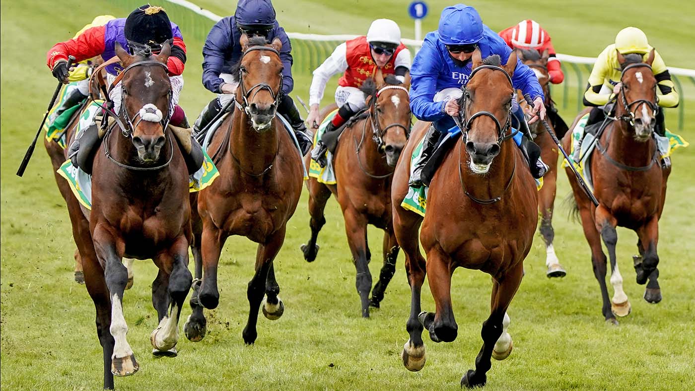 NEWMARKET, ENGLAND - APRIL 14: Oisin Murphy riding Tactical (L) win The bet365 European Free Handicap at Newmarket Racecourse on April 14, 2021 in Newmarket, England. Sporting venues around the UK remain under restrictions due to the Coronavirus Pandemic. Only owners are allowed to attend the meeting but the public must wait until further restrictions are lifted. (Photo by Alan Crowhurst/Getty Images)
