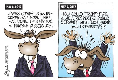 Political Cartoon U.S. Trump Comey FBI Democrats