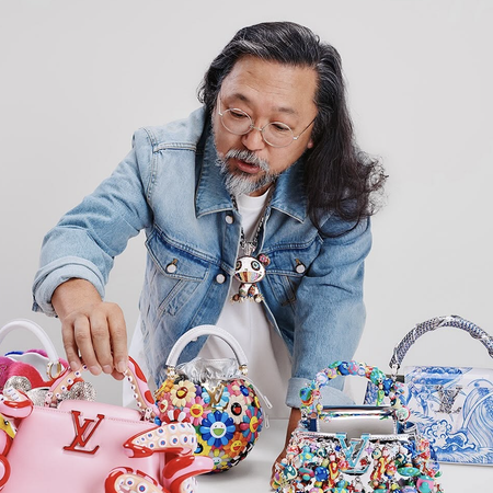 Artycapucines VII  Louis Vuitton x Takashi Murakami. Louis Vuitton and artist Takashi Murakami embark on another creative endeavor to reinterpret the iconic Capucines bag for Art Basel Paris &mdash; a whimsical immersion into the artist&rsquo;s quintessential kaleidoscopic universe. Discover the collector pieces via link in bio.