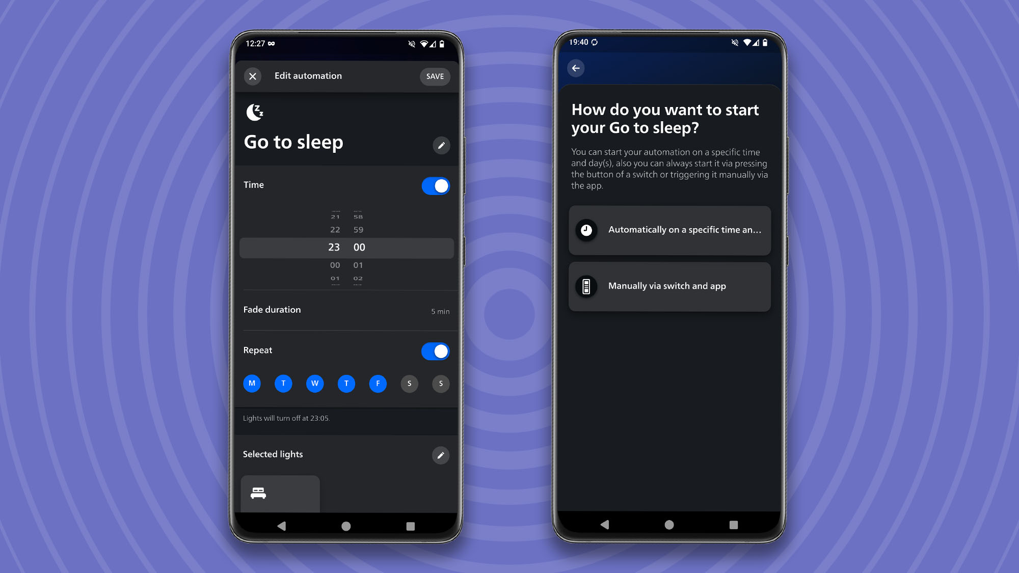 Setting up bedtime automation in Philips Hue app