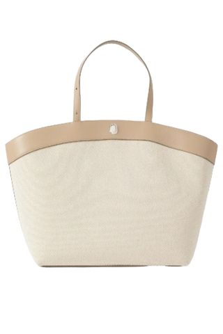 Tondo Large Leather-Trimmed Canvas Tote