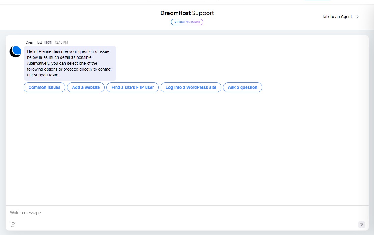 DreamHost's unhelpful chatbot