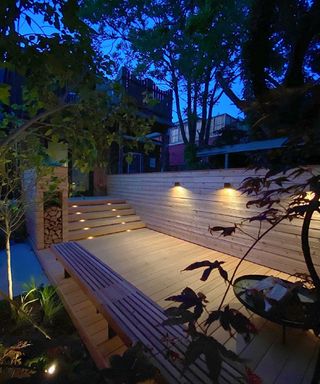 decking and steps with recessed lighting by Echo Beach