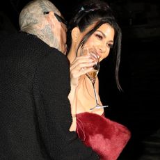 Travis Barker and Kourtney Kardashian are seen out in Portofino on May 20, 2022 in Portofino, Italy