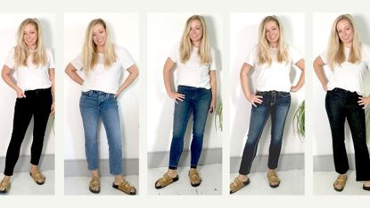 Antonia showing off 5 pairs of slimming jeans