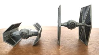 Star Wars Micro Galaxy Squadron range_regular TIE Fighter next to TIE Advanced model