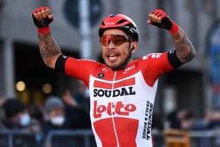 TERNI ITALY MARCH 09 Caleb Ewan of Australia and Team Lotto Soudal celebrates at finish line as stage winner during the 57th TirrenoAdriatico 2022 Stage 3 a 170km stage from Murlo to Terni TirrenoAdriatico WorldTour on March 09 2022 in Terni Italy Photo by Tim de WaeleGetty Images