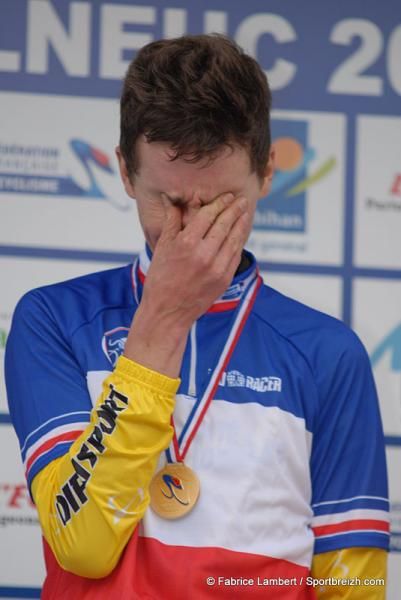 An emotional Quentin Jauregui, newly crowned French 'cross champion