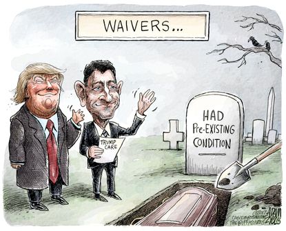 Political Cartoon U.S. Ryan Trump Health Care Trumpcare Ryancare