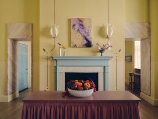 Yellow-accented interior of Café Petiole, London