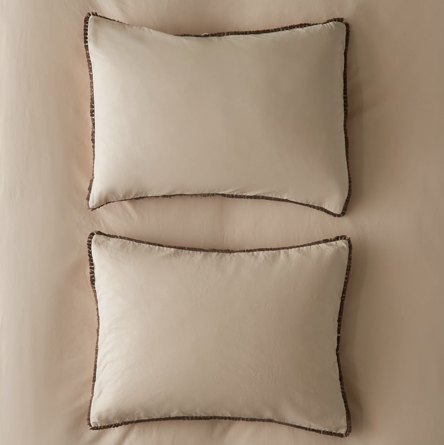 A peach bedding set