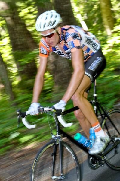 Ryan Trebon (Kona) tries spending some time off the front by himself.