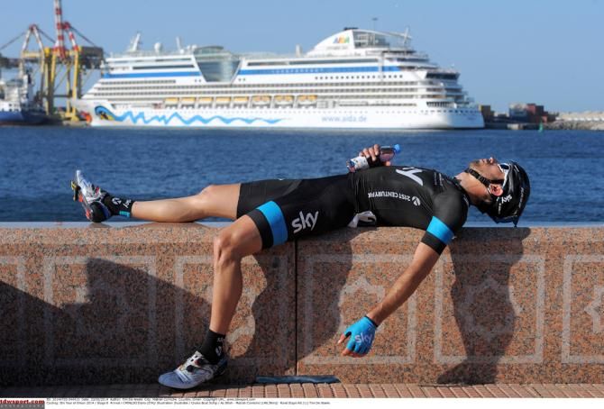 Dario Cataldo takes time out at the Tour of Oman