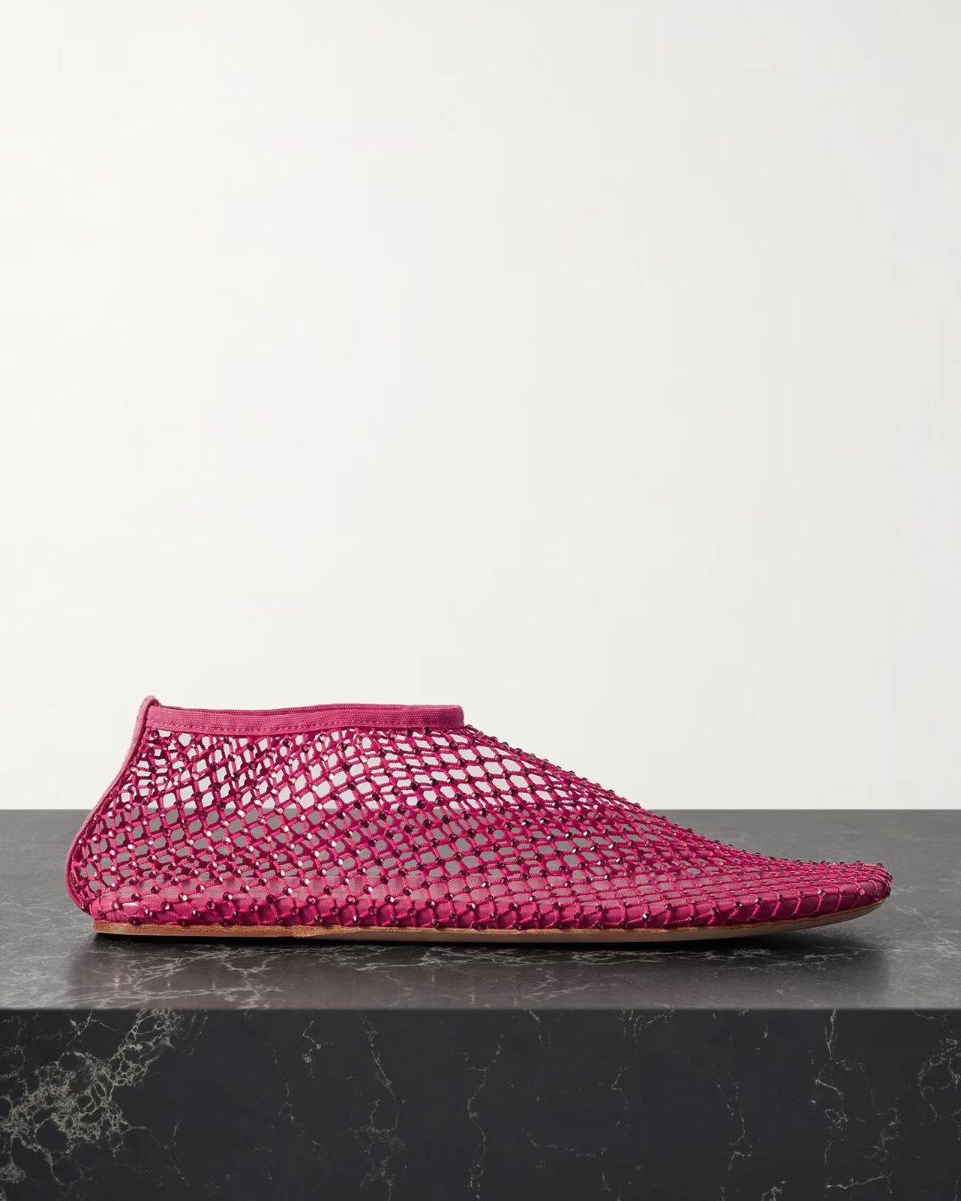 Minette Crystal-Embellished Mesh Ballet Flats