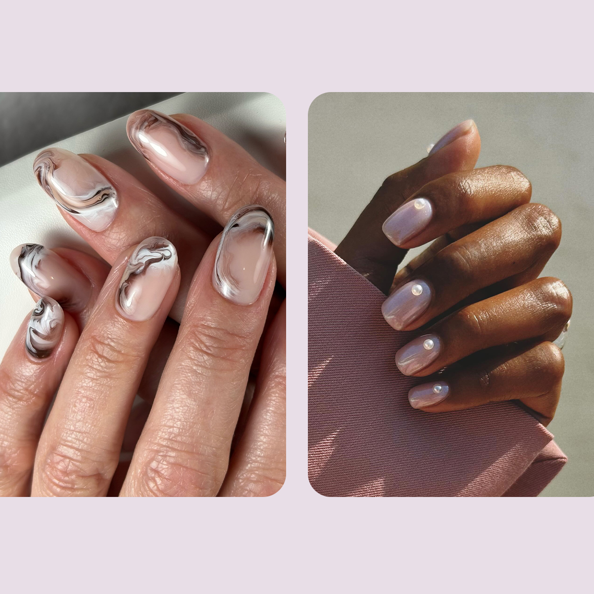 Blooming nail designs and sheer, milky nails