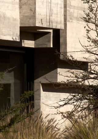 exterior detail of concrete forms at Casa HMZ by Lucio Muniain